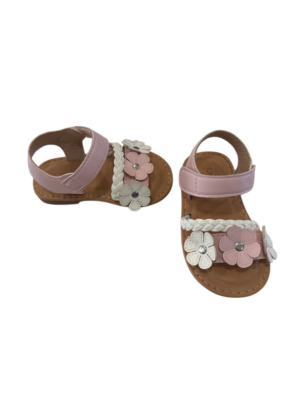 BEBE toddler Girls' Pink Flower Braided Sandals - Kids